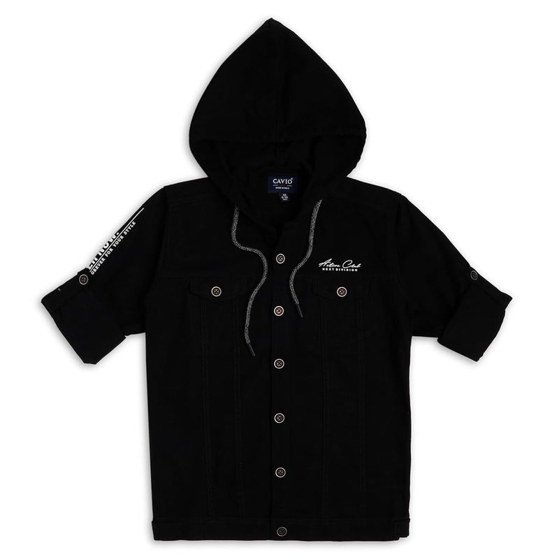 CAVIO Boys Regular Fit Solid Hooded Casual Jacket and T-Shirt - Image 2